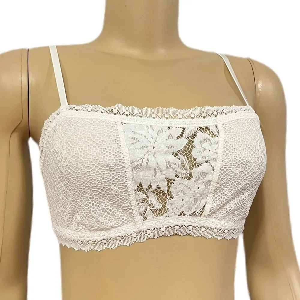 Victorias Secret sexy strapless lace removable straps bralette bandeau bra white